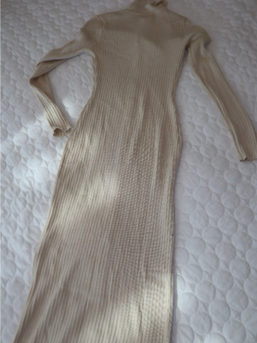 H&M Cream Ribbed Button-Down Midi Dress - Picture 5 of 5